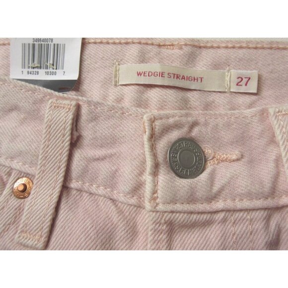 NWT Levi's Wedgie Straight in Pink Acid Wash High Rise Denim Crop Jeans 27 - Picture 3 of 7